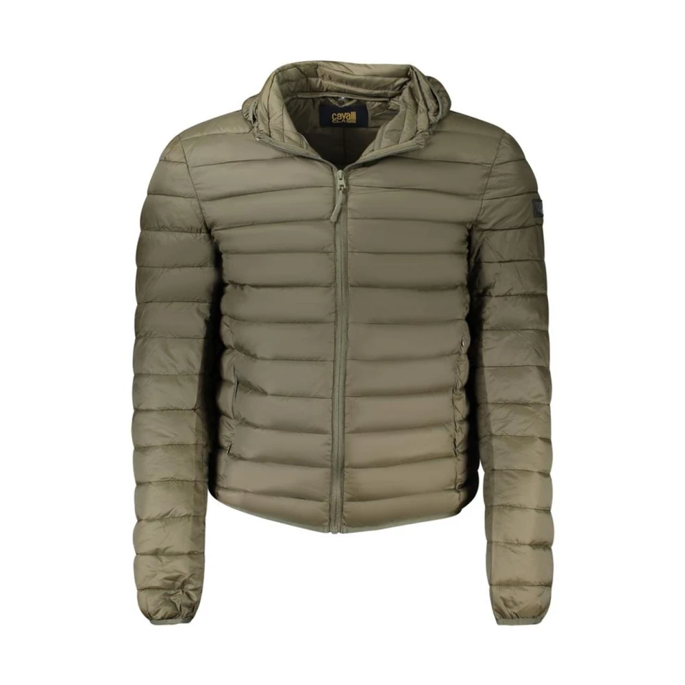 Cavalli Class Men's Green Winter Jackets, Xl, Polyester Jacket With Zipper Closure And Pockets