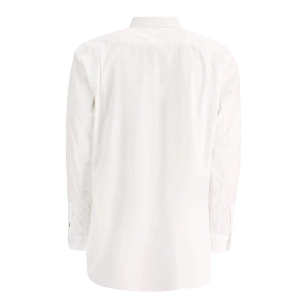 Comme des Garçons Gefranjerde katoenen poplin blouse White Heren
