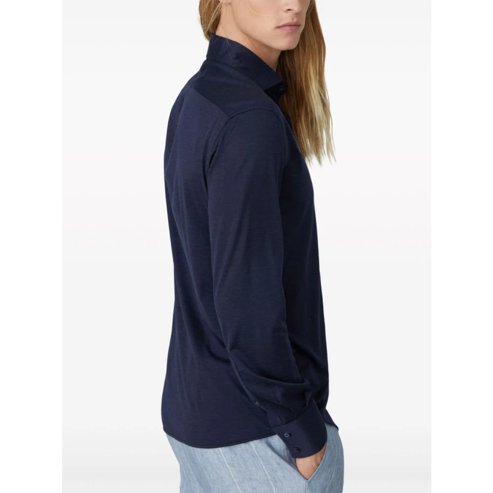 BRUNELLO CUCINELLI Blauwe zijden en katoenen overhemd Blue Heren