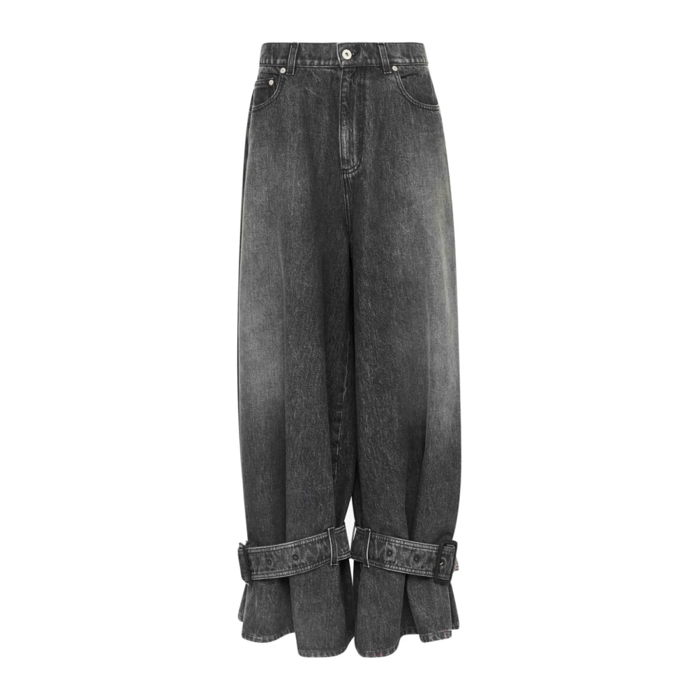 JW Anderson Grijze Gesp Wijde Pijp Jeans Gray Heren