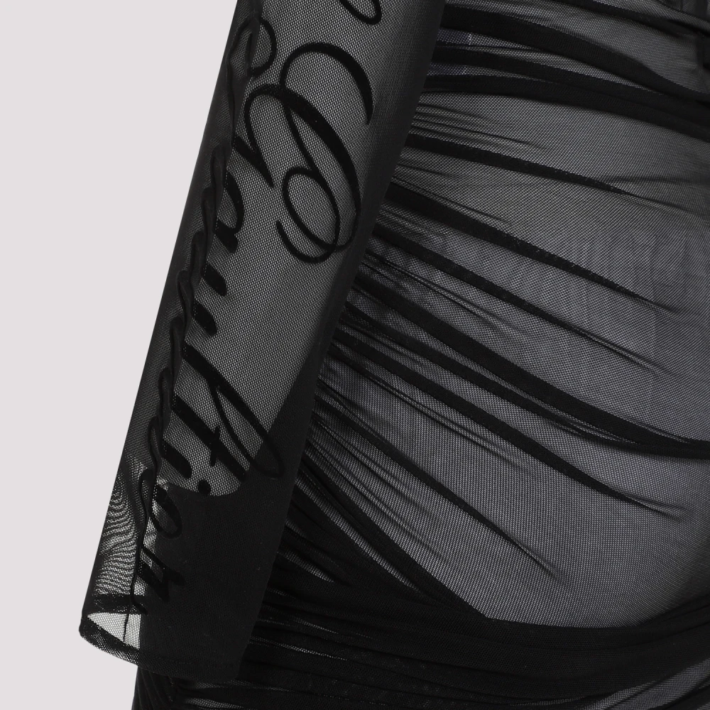 Jean Paul Gaultier Zwarte Turtleneck Jurk met Flock Black Dames