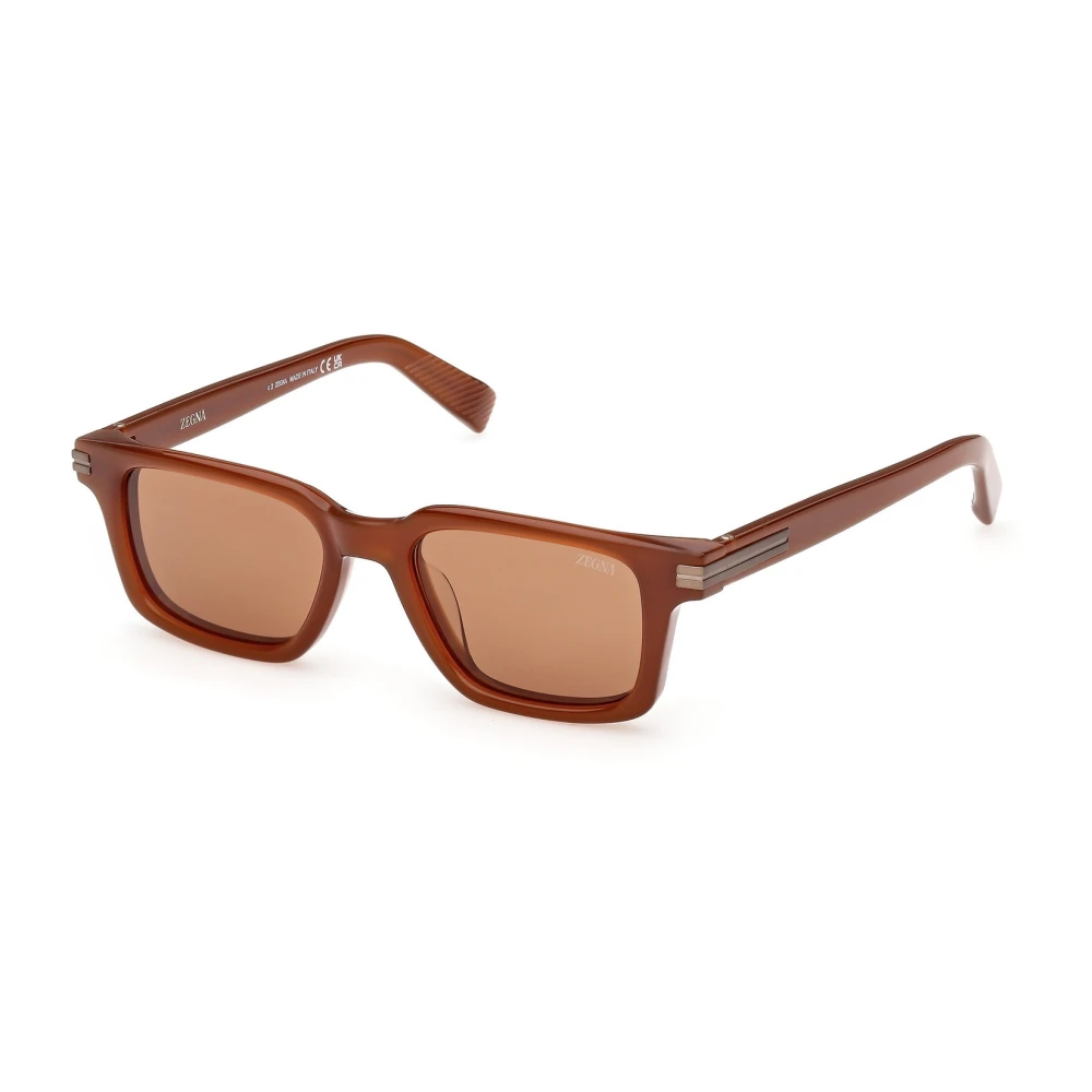 Zegna Brown Sunglasses, Male, 50 Mm, Rectangle Sunglasses