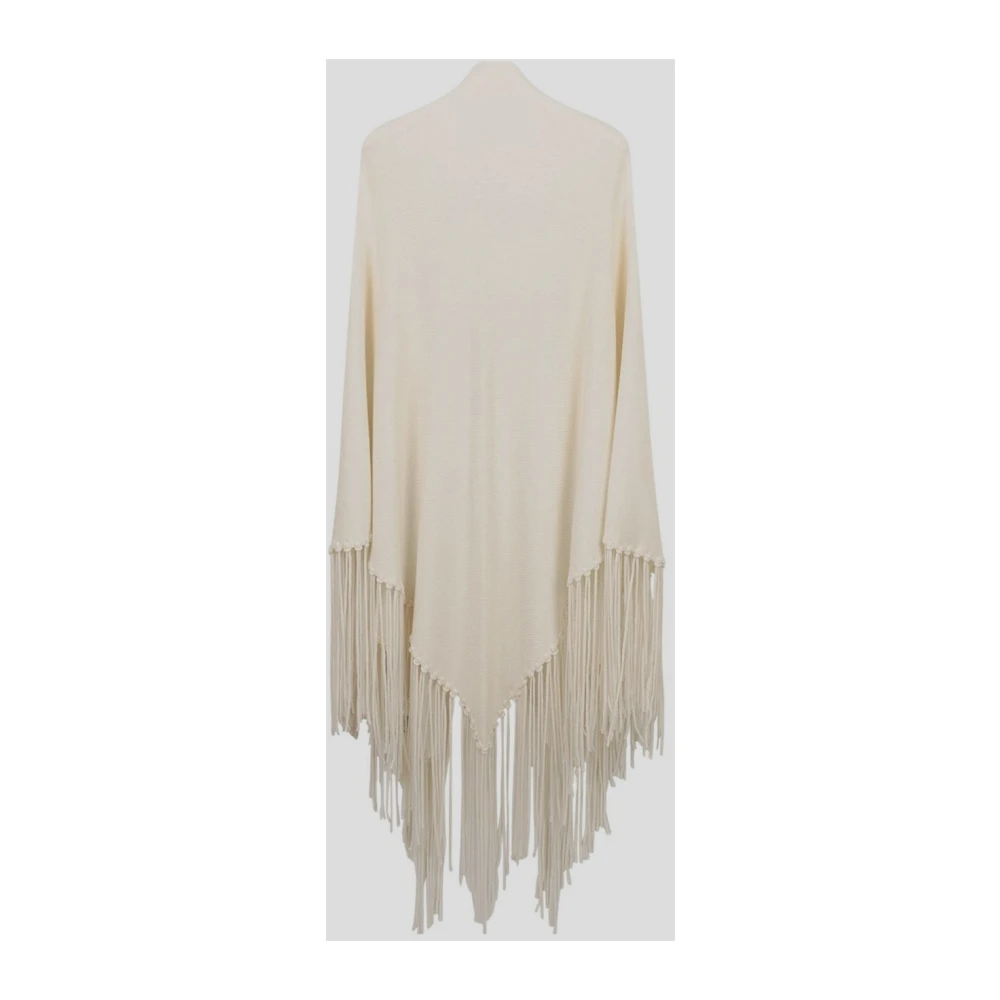 Malo Kasjmier Franje Poncho White Dames