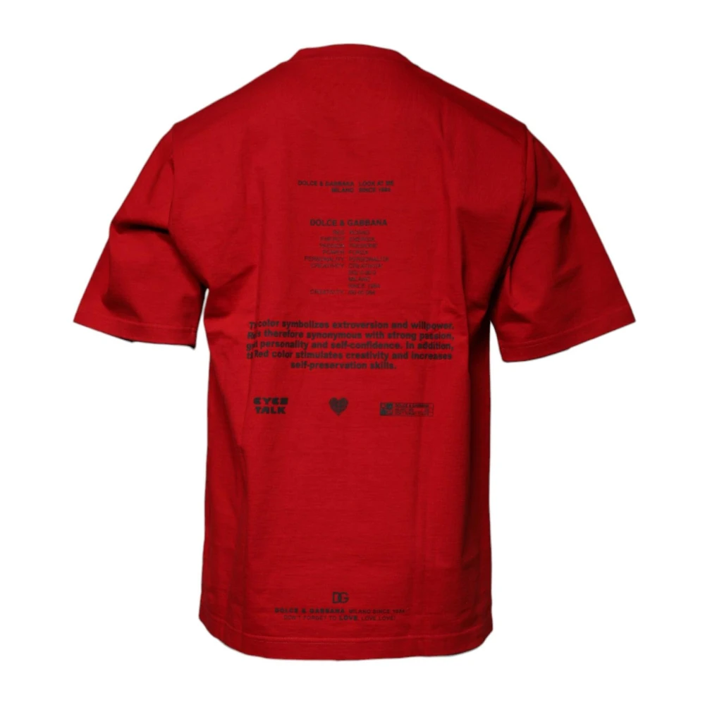 Dolce & Gabbana Rode Grafische Print Katoenen Crew Neck T-shirt Red Heren