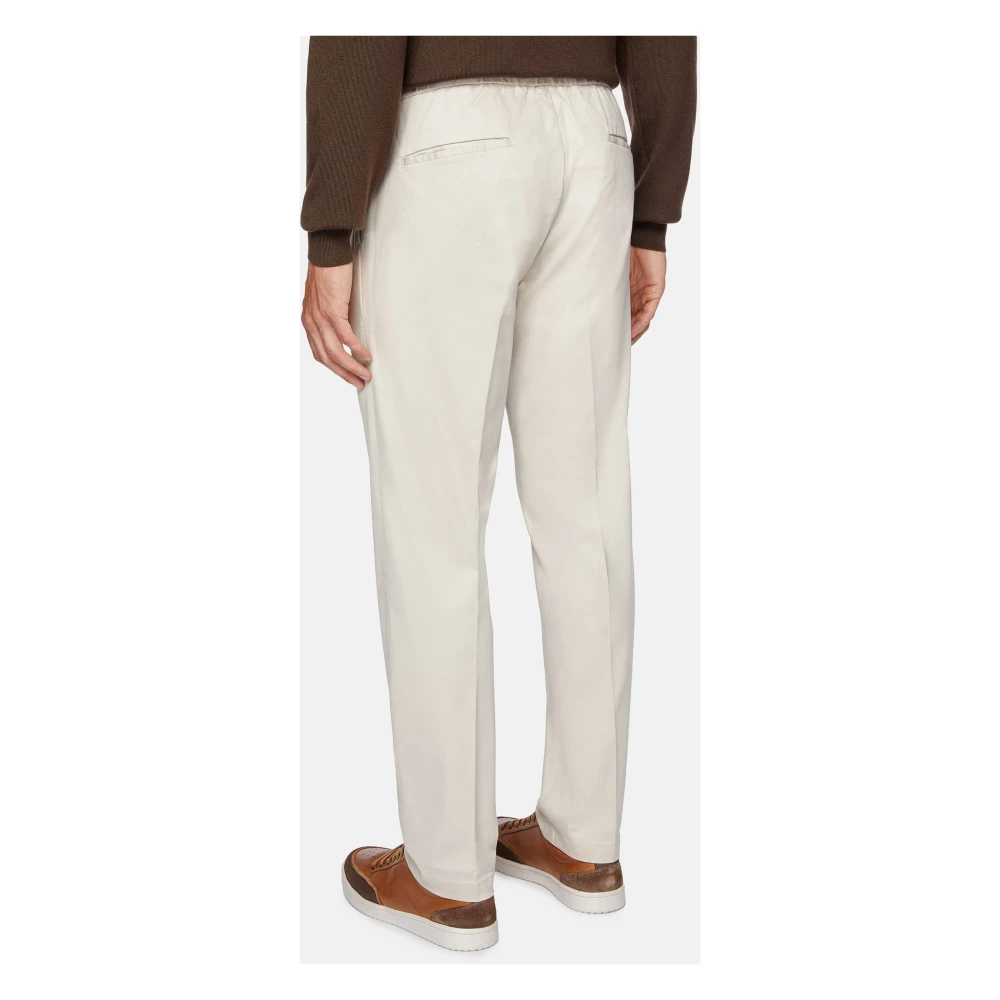 Boggi Milano Stretch Katoenen Tencel Pinces Broek Beige Heren