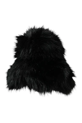 Svart Faux Fur Bucket Hat