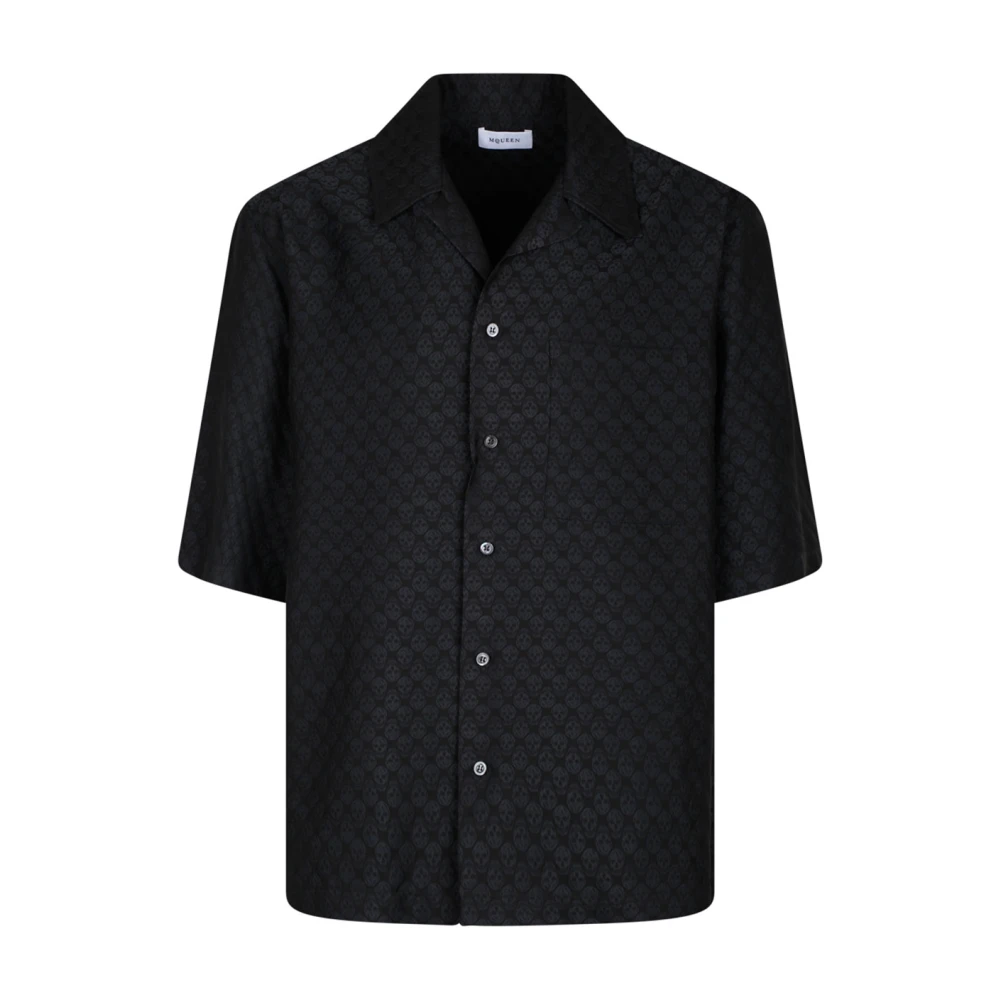 Alexander Mcqueen Men's Black Skull Jacquard Shirt - Short Sleeve Shirts - M - Shirts