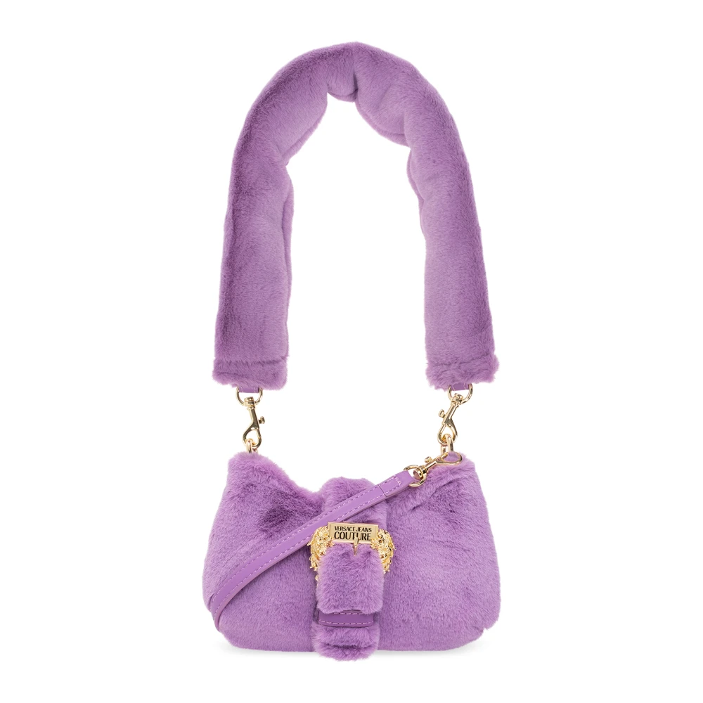 Versace Jeans Couture Paarse Schoudertas met Barok Gesp Detail Purple Dames