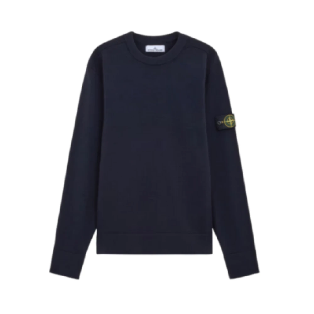 Stone Island Stretch wollen ronde hals sweatshirt Blue Heren