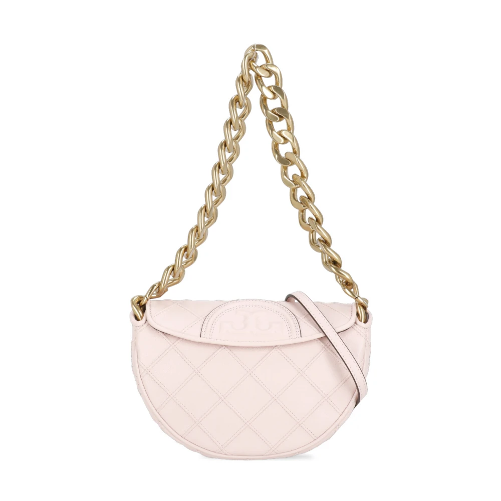 TORY BURCH Roze Leren Schoudertas met Diamantpatroon Pink Dames