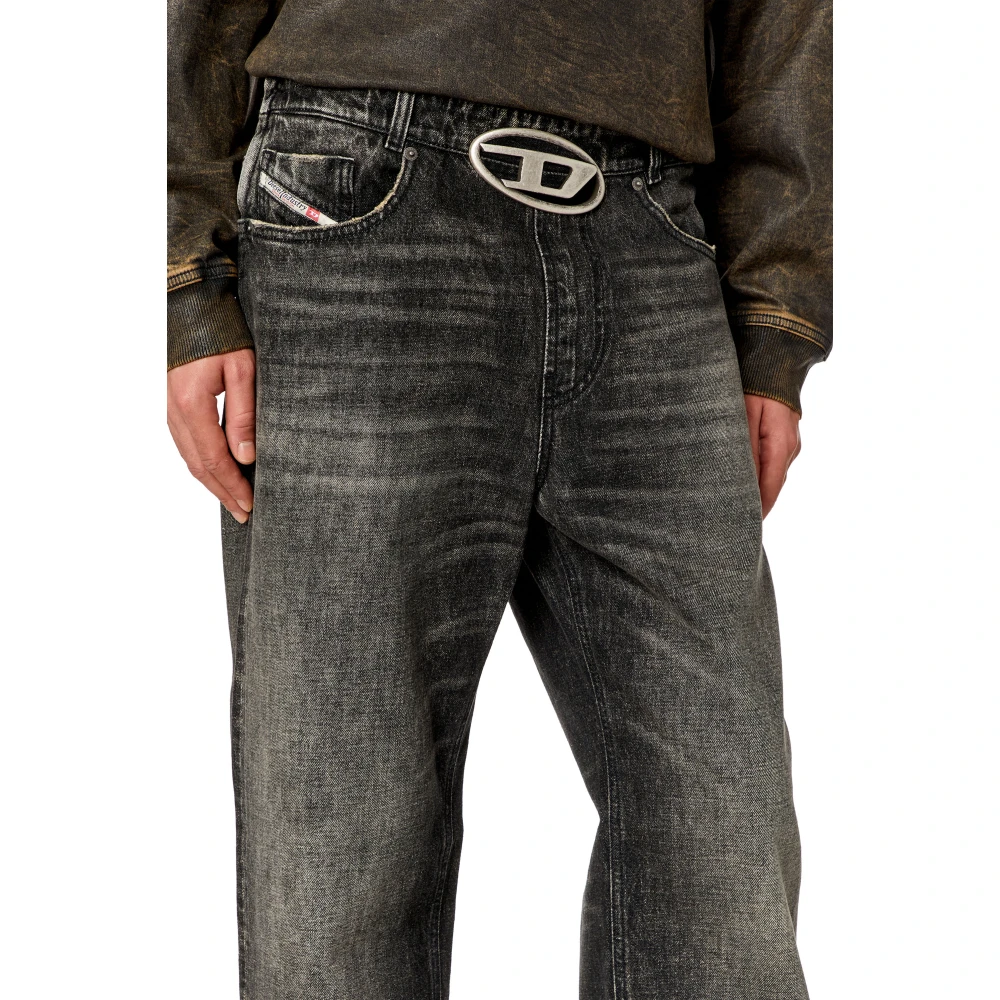 Diesel Street Style Straight Jeans Gray Heren