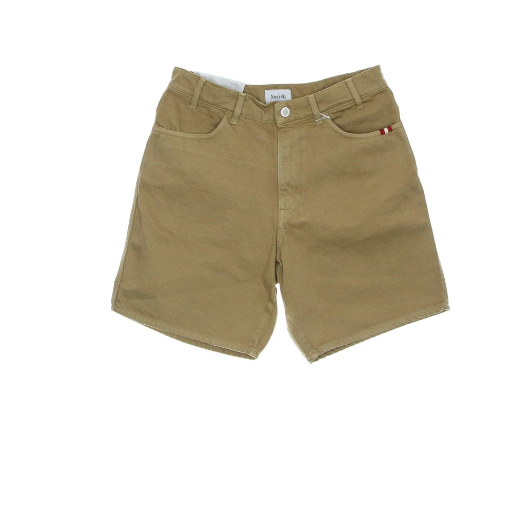 Amish Heren Bermuda Jeans Beige Straight Fit Beige Heren