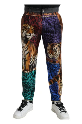 Multifärgad Tiger Print Löst Denim Jeans
