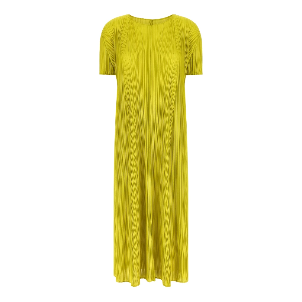 Issey Miyake Women's Green Midi Dresses, 2XL, Mellow Pleats Midi Dress
