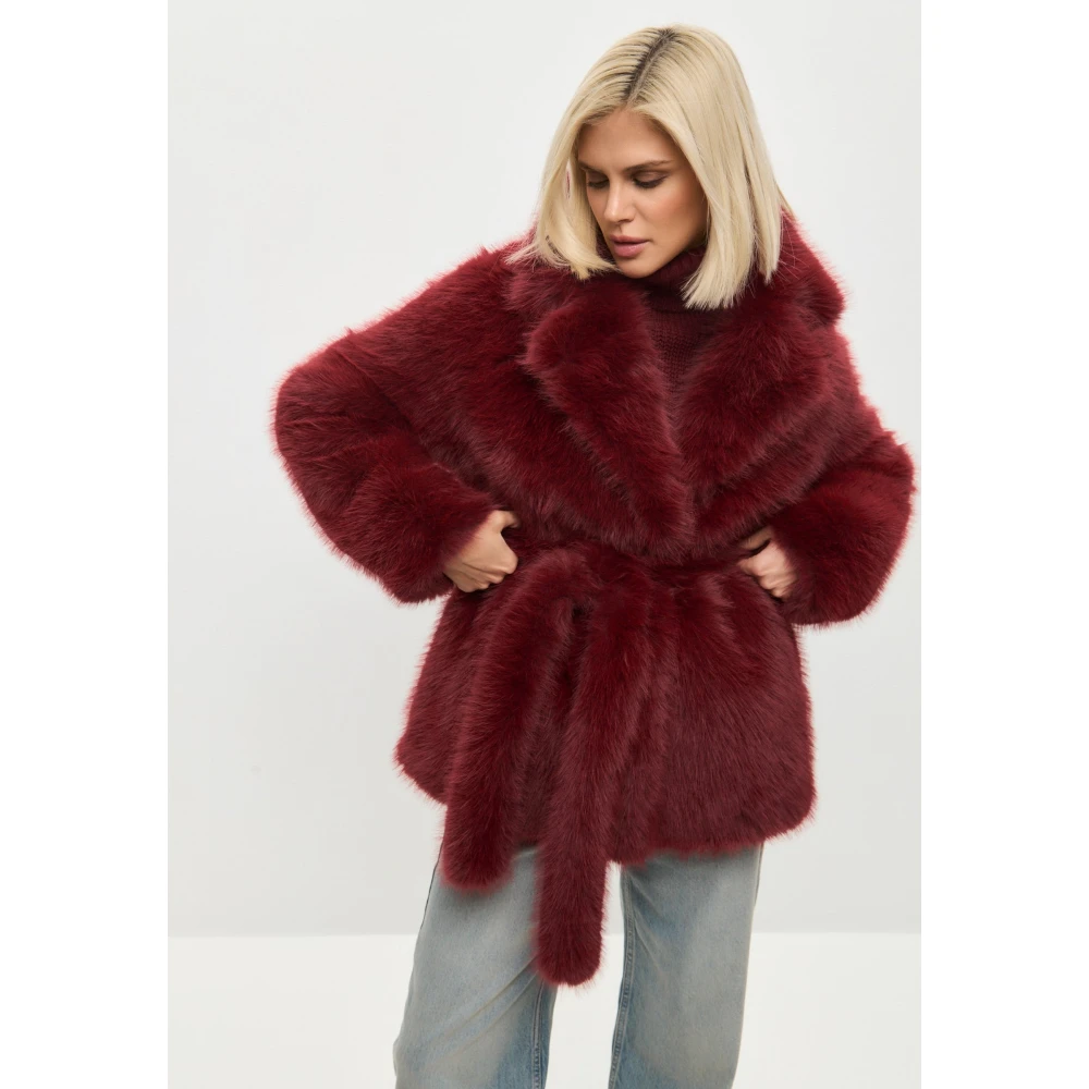 Cesare Gaspari Faux Fur & Shearling Jackets Red Dames