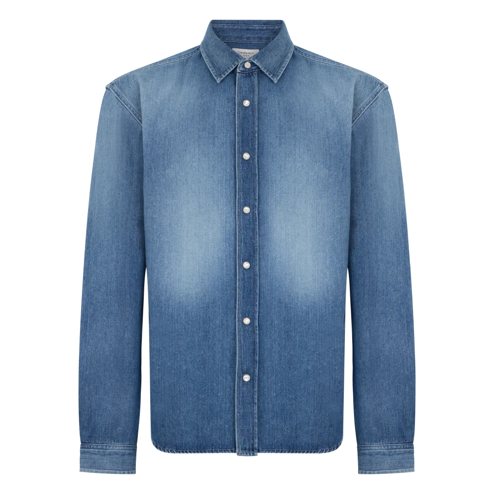 Saint Laurent Blue Denim Shirt With Long Sleeves - Male - Denim Shirts - M - Shirts