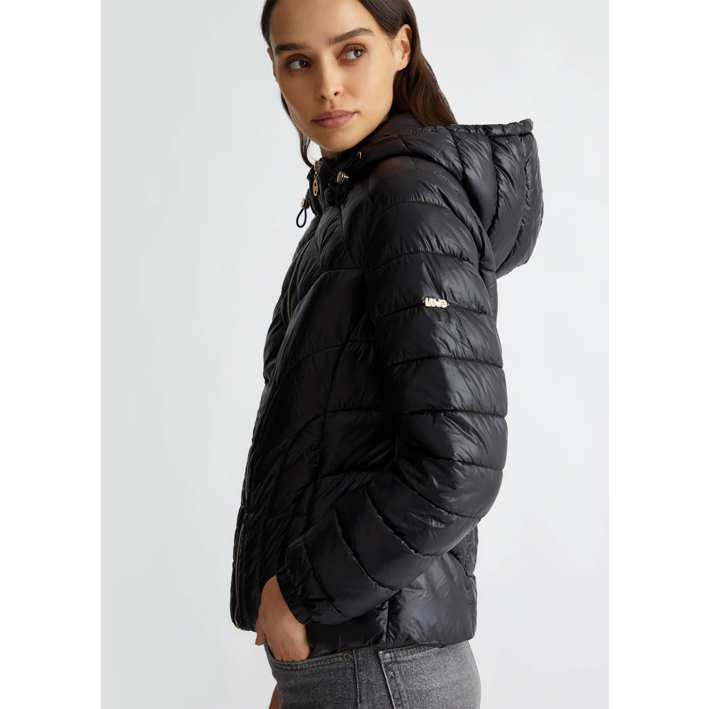 Liu Jo Gewatteerde Hoodie Jas Black Dames
