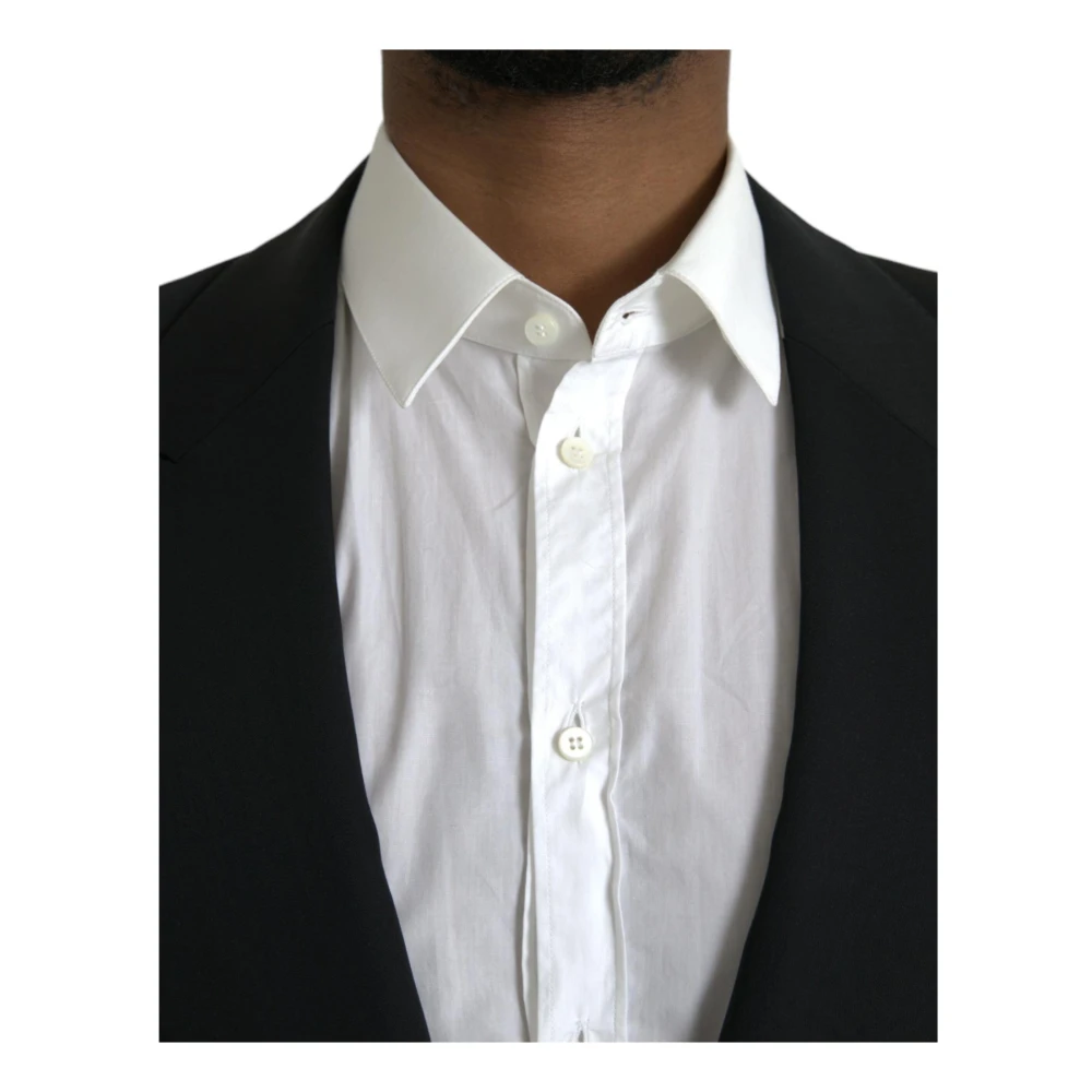Dolce & Gabbana Zwarte Wol Peak Coat Blazer Black Heren