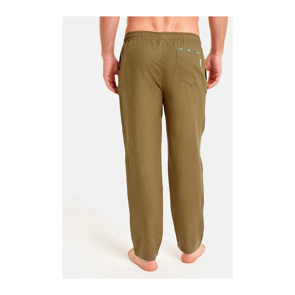 Peninsula Klassieke en Verfijnde Linnen Broek Green Heren