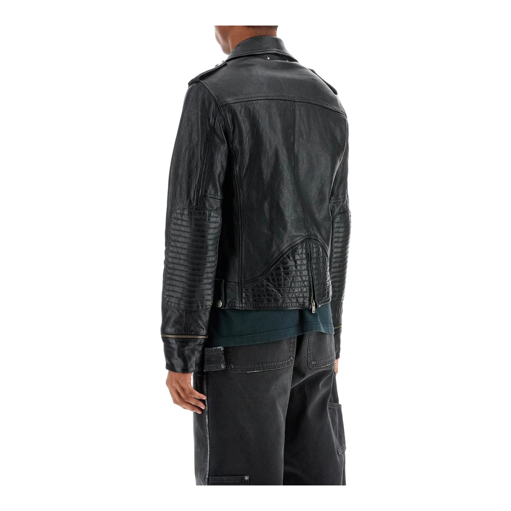 Golden Goose Zwart Gewaxt Leren Bikerjack Black Heren
