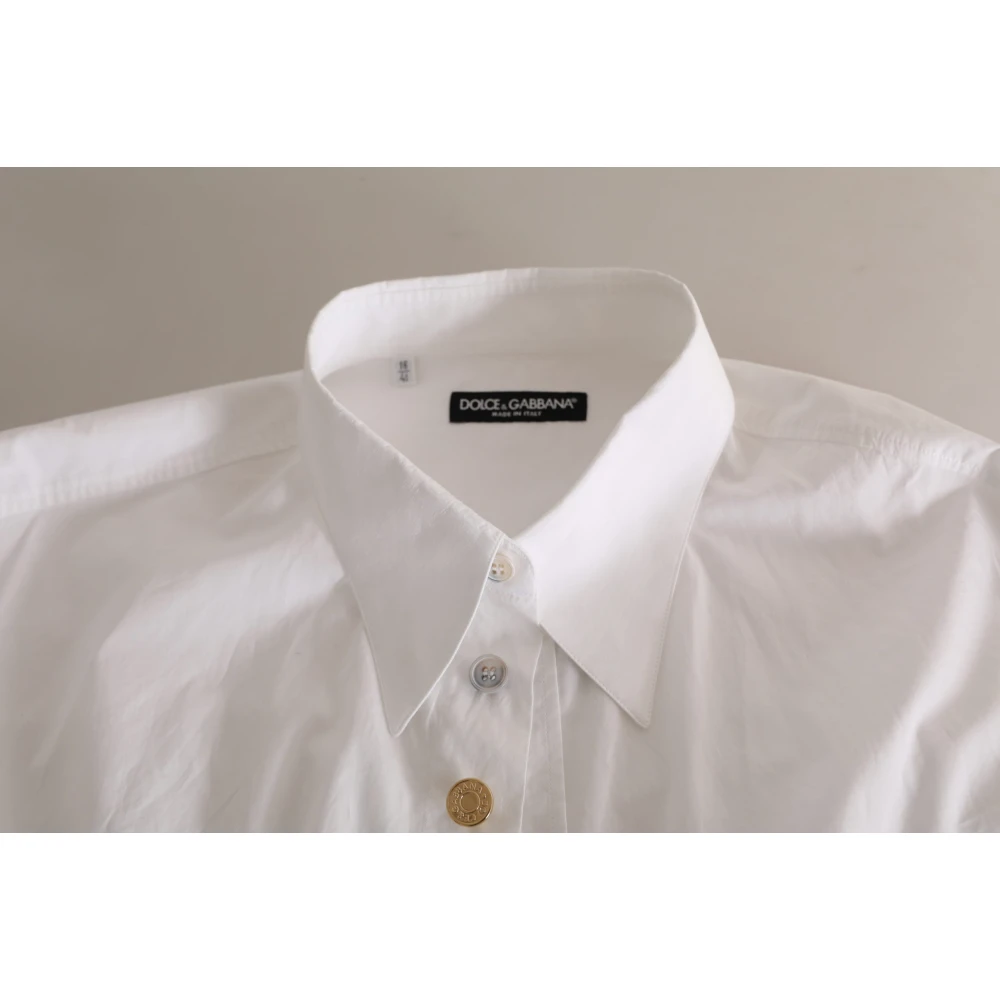 Dolce & Gabbana Wit katoenen button-down overhemd voor formele gelegenheden White Heren