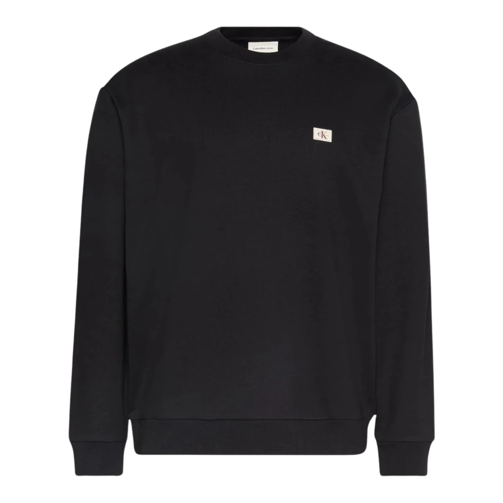 Calvin Klein Men's Black Monologo Fleece Crewneck Sweatshirt - Sweatshirts - L - Sweatshirts & Hoodies
