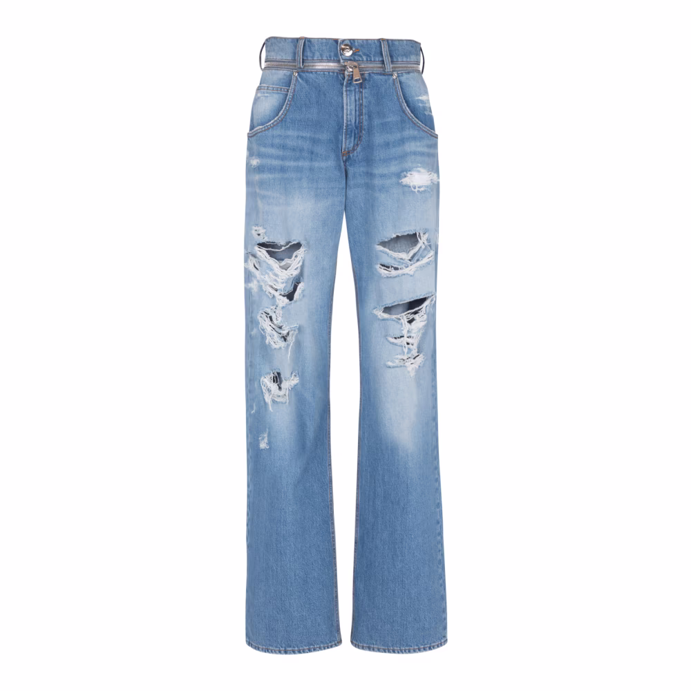 Wide-leg cotton jeans
