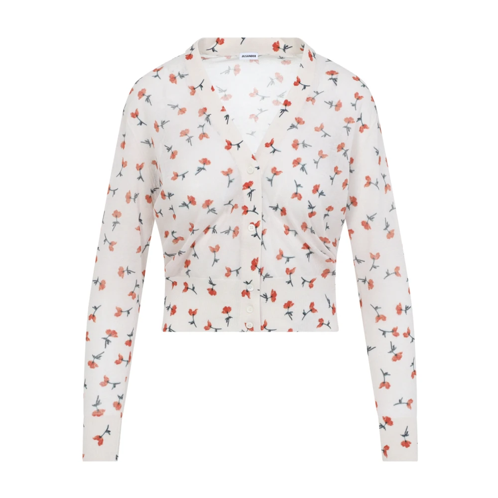 Jil Sander Women's Multicolor Cardigans, M, V-Neck Cotton Cardigan