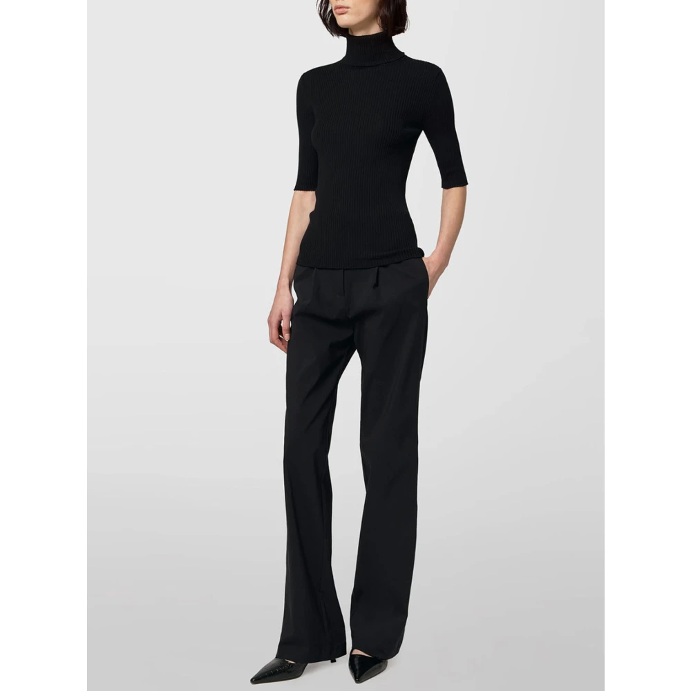 alpha industries Zwarte Merinowol Geribbelde Coltrui Sweater Black Dames