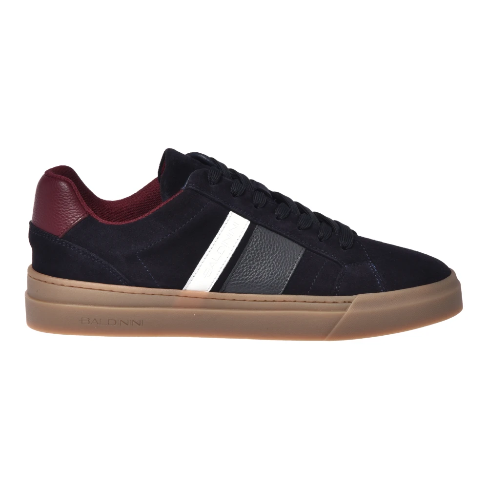 Baldinini Men's Blue Suede And White Tumbled Leather Trainers - Sneakers - 11 Uk - Shoes