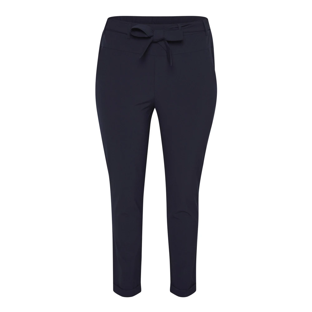 Kaffe Curve Blue Midnight Marine Belted Slim-Leg Trousers - Female - Slim-Fit Trousers - 4XL - Trousers