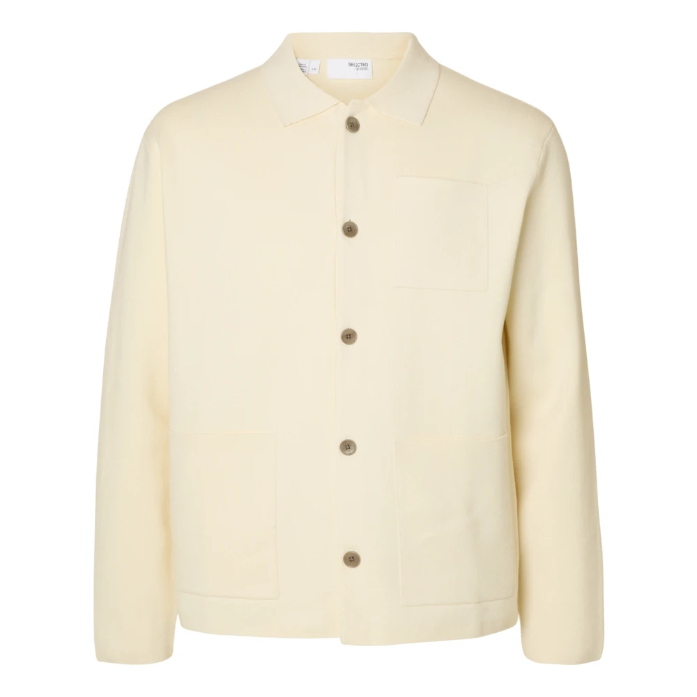 Selected Homme Beige Polo Cardigan Jas Beige Heren