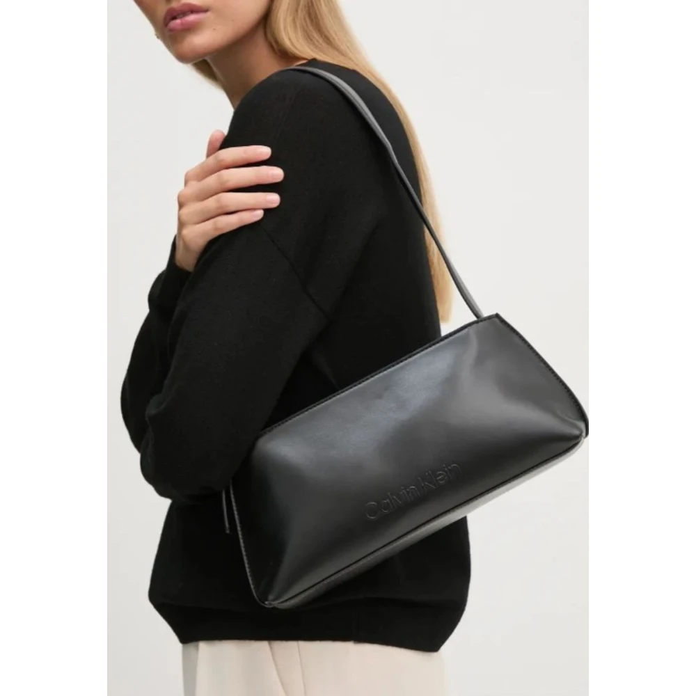 Calvin Klein Geëtst Logo Schoudertas Black Dames