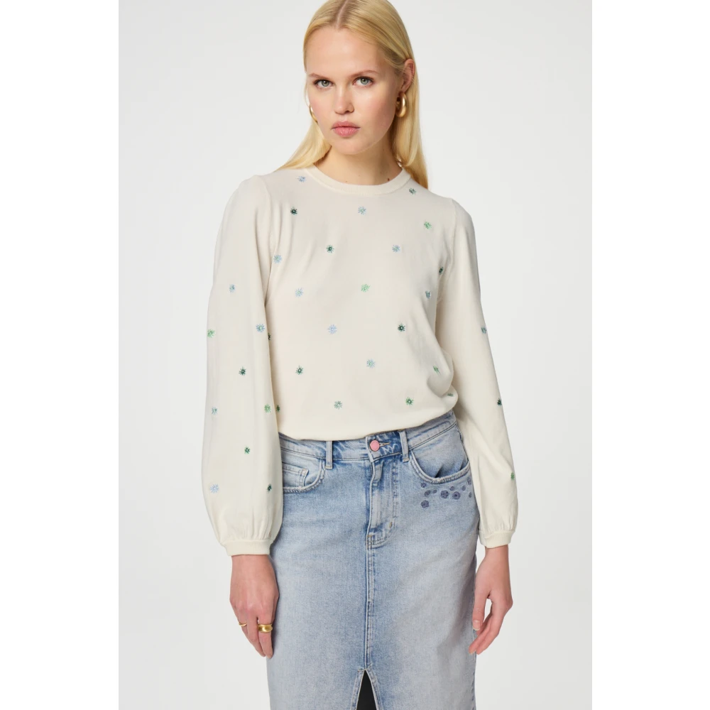 Fabienne Chapot Bloemenprint Pullover Trui White Dames