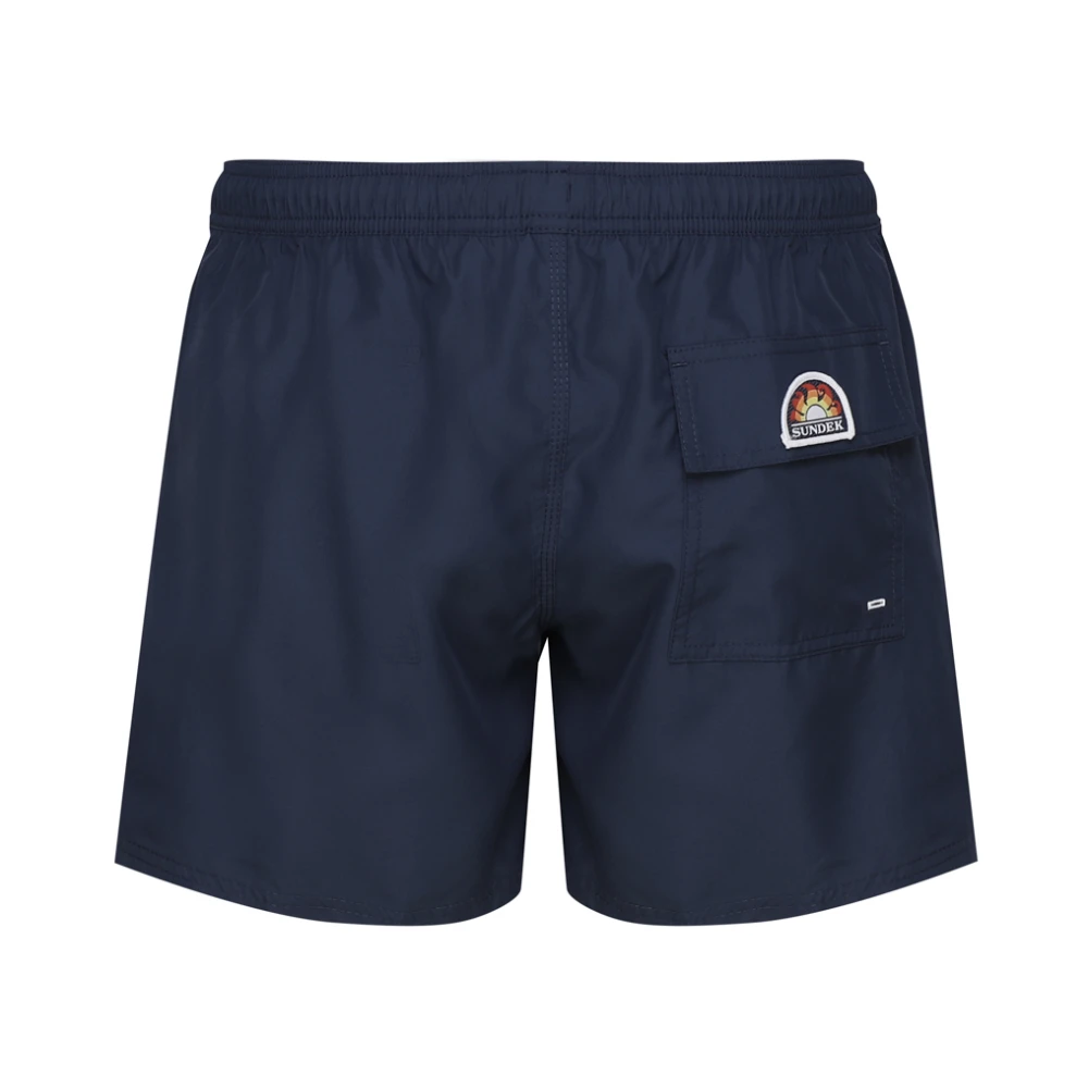 Sundek Fluo Groene Nylon Shorts Elastische Taille Blue Heren
