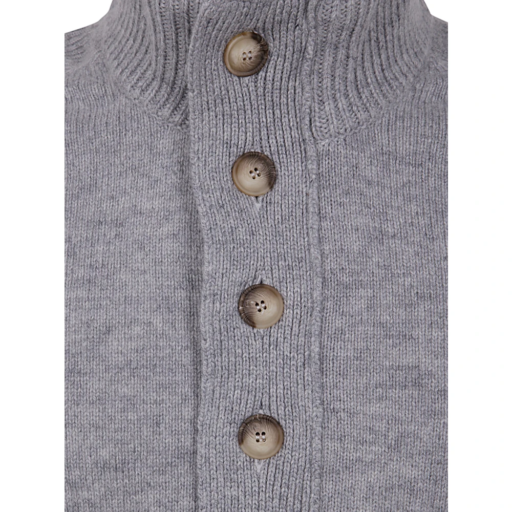 Barba Napoli Parel Gebreide Polo Shirt Gray Heren