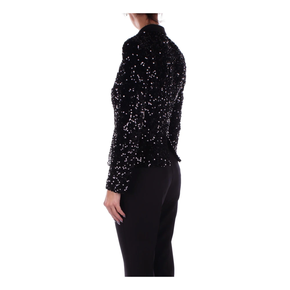 Elisabetta Franchi Zwarte Jassen met Voorste Knopen Black Dames