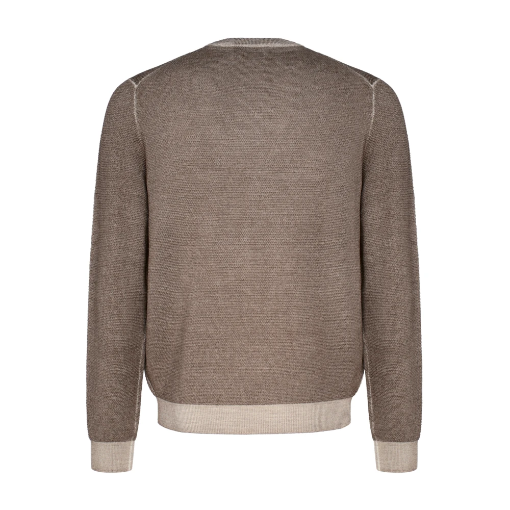 Sun68 Bruine Wollen Trui met Logo Detail Brown Heren