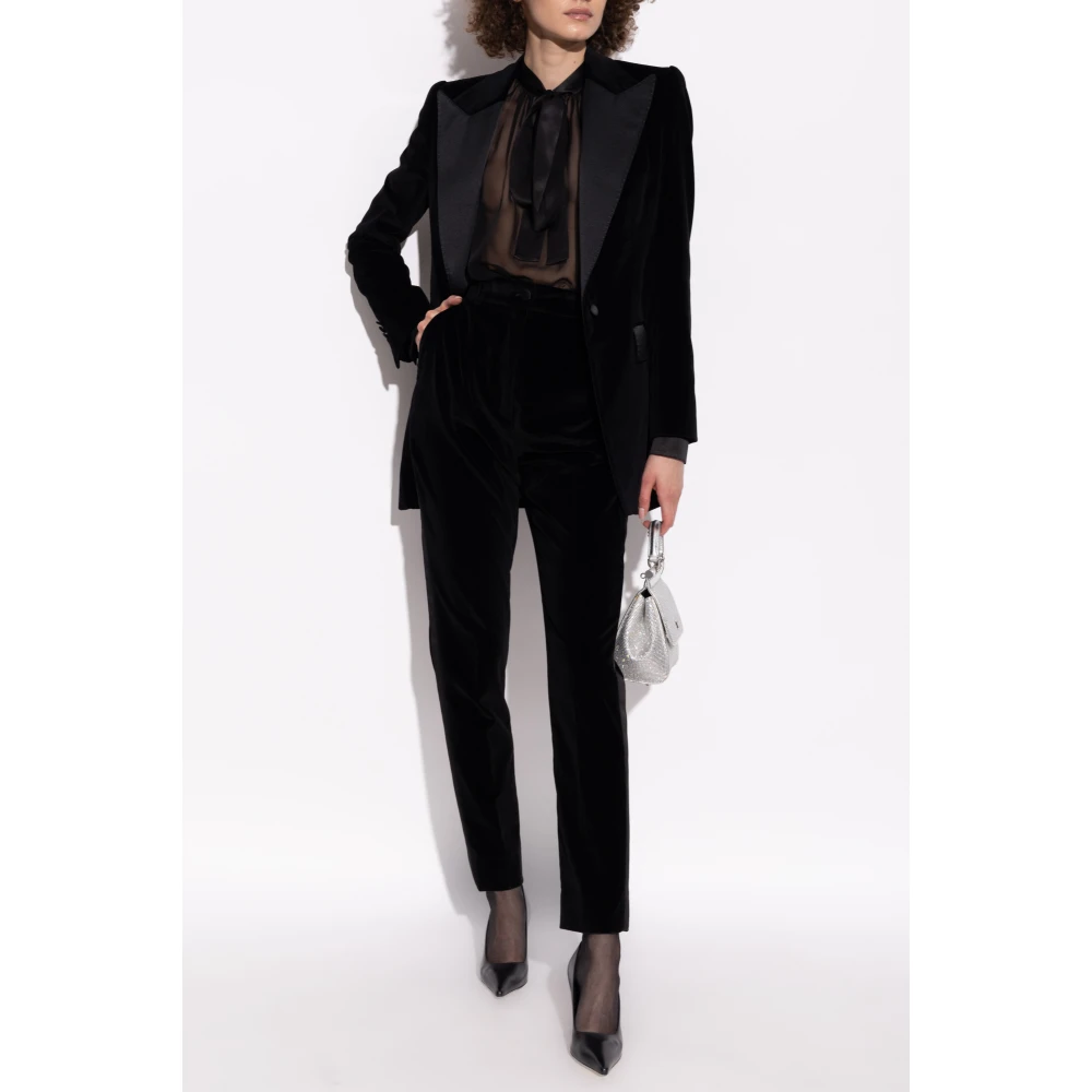 Dolce & Gabbana Fluwelen broek met zijstrepen Black Dames