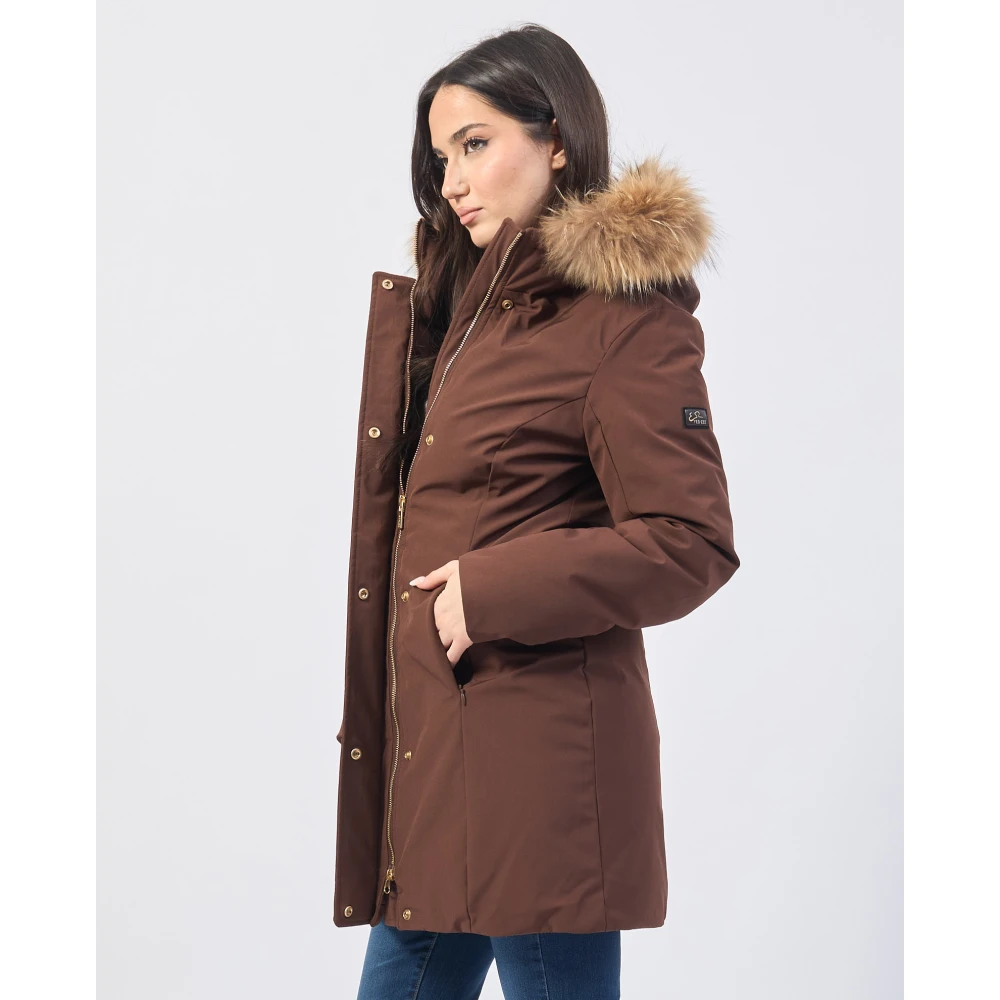 YES ZEE Bruine Winterjas voor Mannen Brown Dames