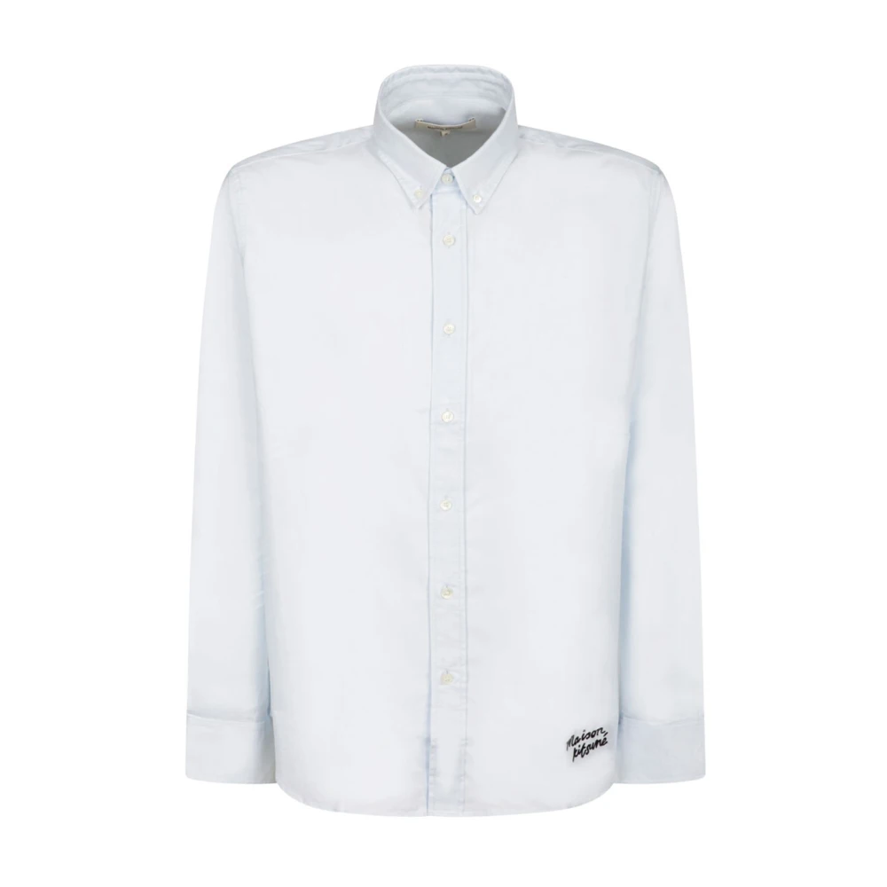 Maison Kitsuné Vossenhoofd Shirt Lichtblauw Blue Heren