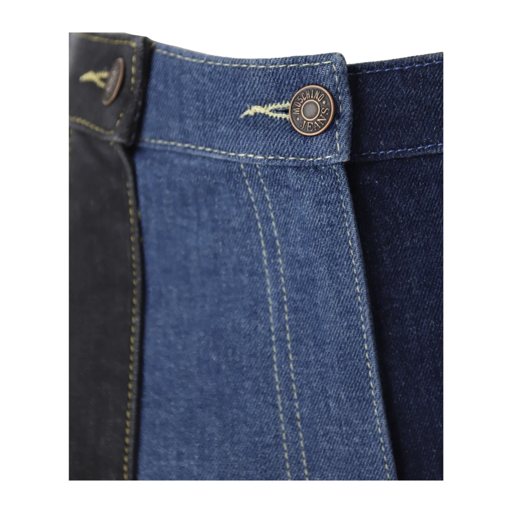 Moschino Patchwork Flare Denim Jeans Blue Dames