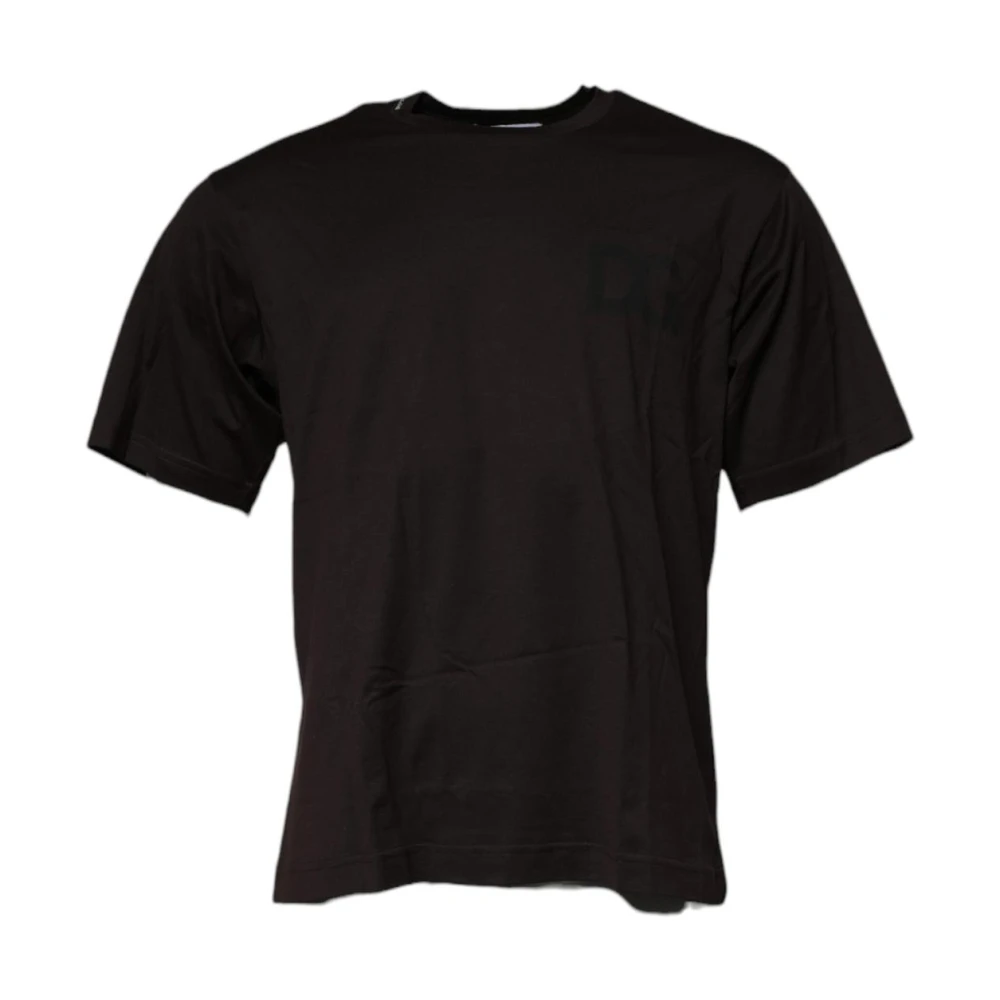 Dolce & Gabbana Men's Dark/Brown Logo Print Crew Neck T-Shirt
