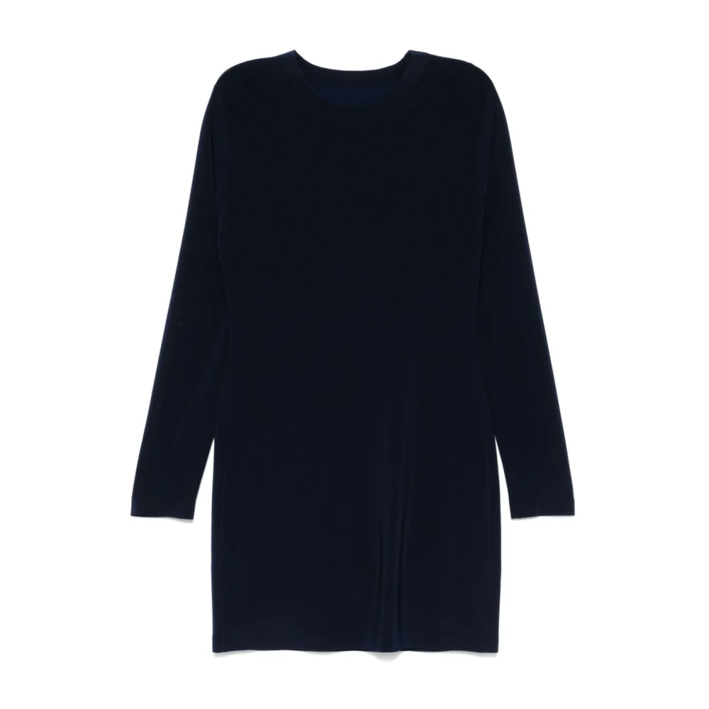 Norma Kamali Blauwe Crew Neck Lange Mouw Jurk Blue Dames