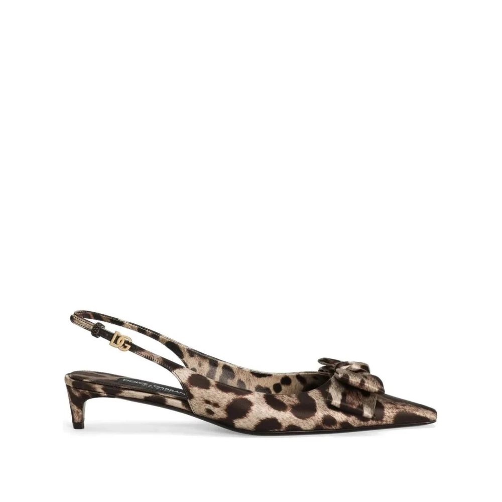 Dolce & Gabbana Damen Multicolor 30Mm Pumps Mit Leopardenmuster Und Slingback Aus Satin