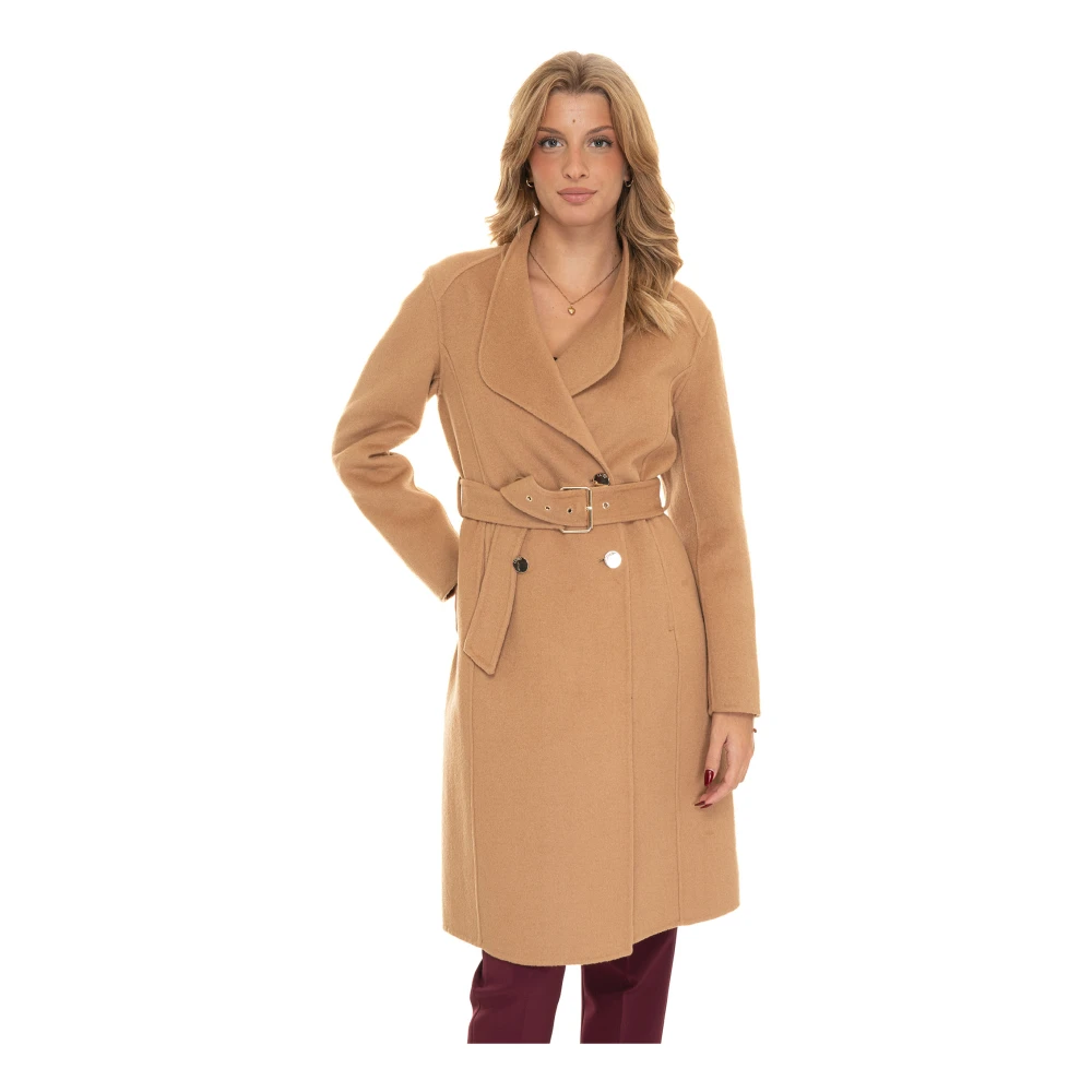 Liu Jo Gebelte wollen jas met logodetail Brown Dames