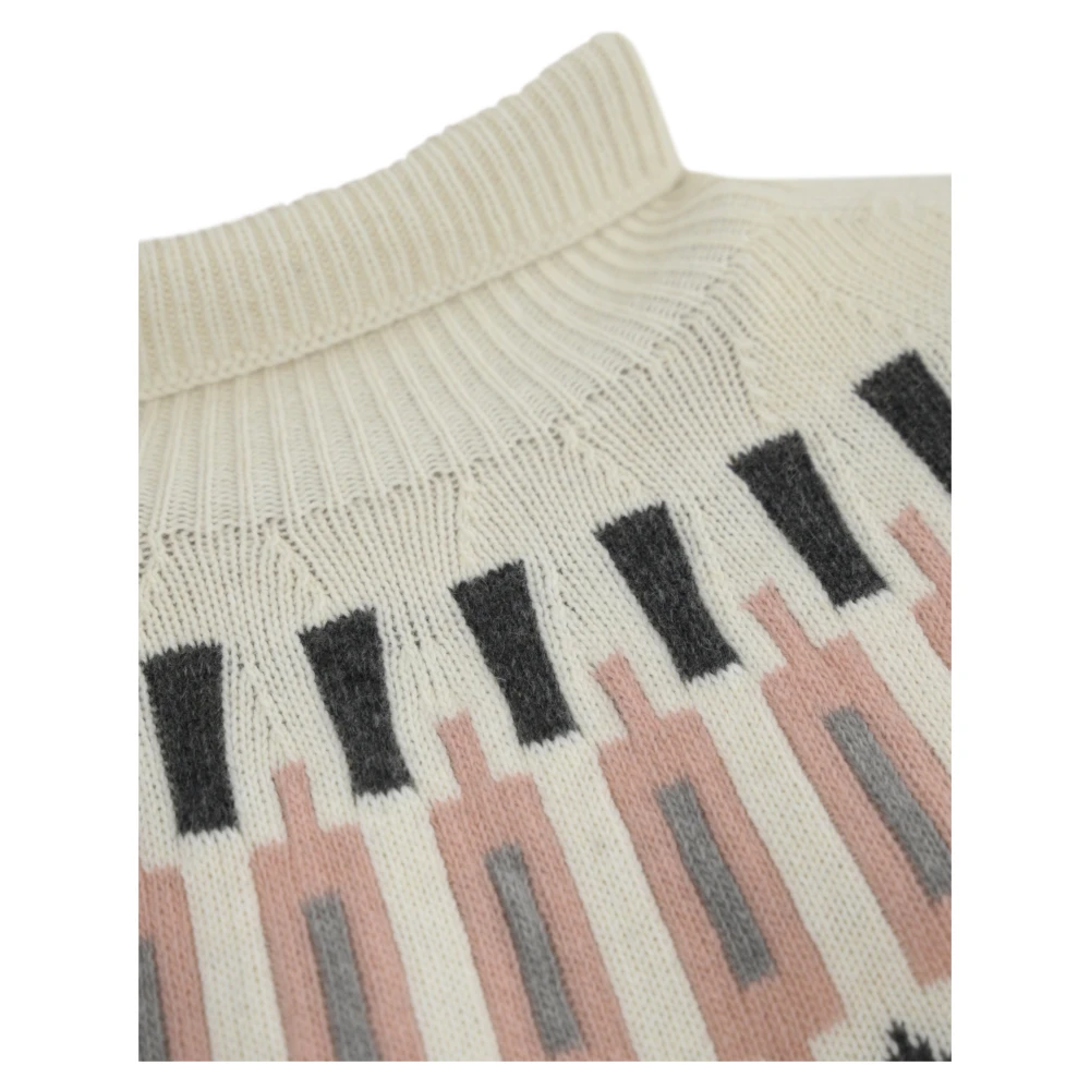Liviana Conti Kasjmier Geometrische Trui Beige Dames