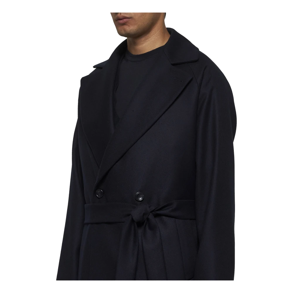 Tagliatore Blauwe Wollen Jas met Revers Blue Heren