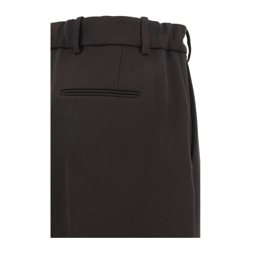 The Row Wijde wollen broek met haaksluiting Brown Dames