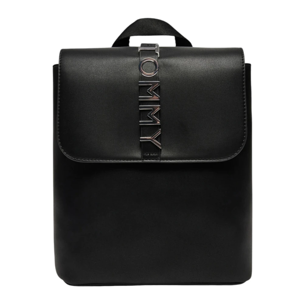 Tommy Jeans Zwarte Polyurethaan Tote Bag Herfst Winter Black Dames